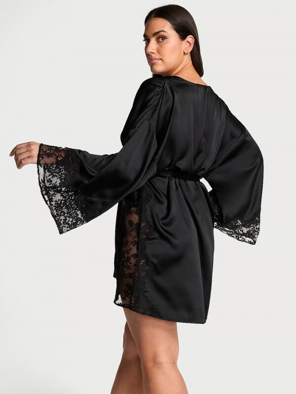 Victorias Secret Dream Satin & Lace Trim Robe